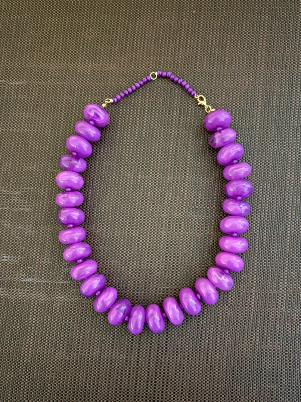 New! Deep Purple Resin Beaded Chunky Statement Necklace - Women’s Jewelry - Picture 2 of 9